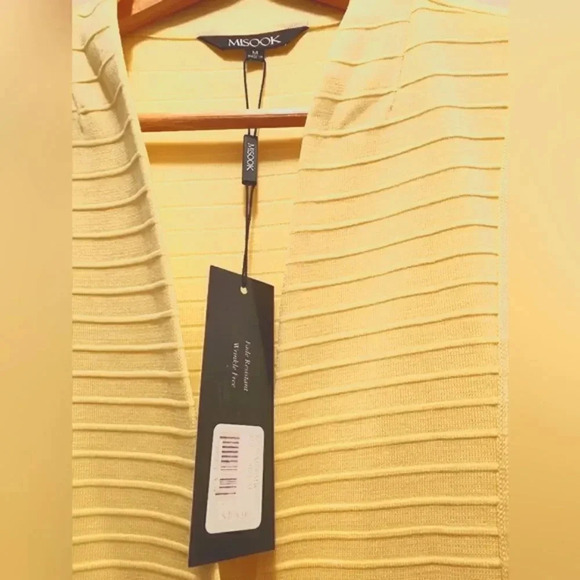 NWT Misook Textured One-Button Lemon Yellow Jacket Blazer Cardigan Size … - Picture 5 of 7